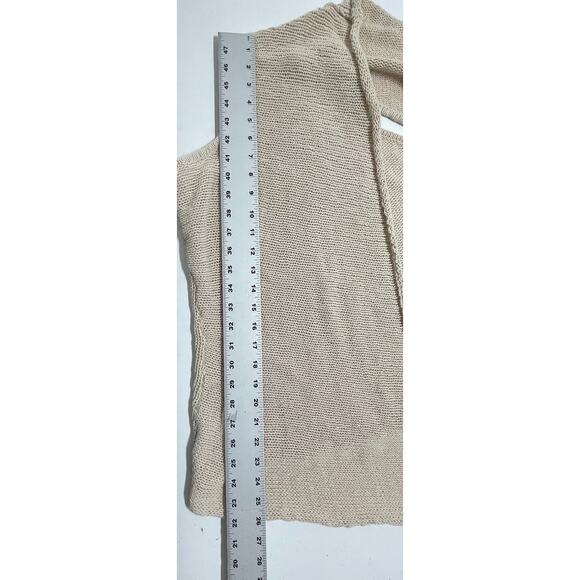 CAbi Cardigan Sweater Open Front Size M Beige Sleeveless Linen Cotton Lagnenlook - Picture 6 of 7
